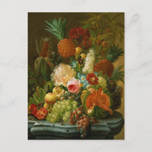 Stilleven met een meloen en druiven briefkaart (Voorkant)