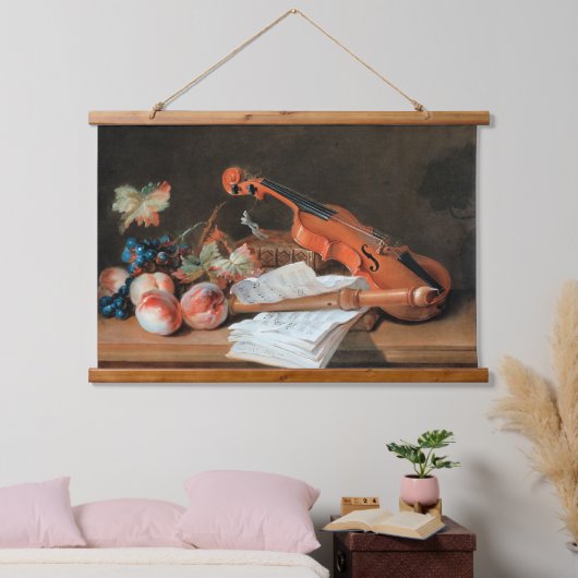 Stilleven met een Viool beeldende kunst Hangend Wandkleed (Slaapkamer)
