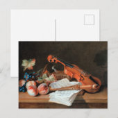 Stilleven met een viool, kunstschilderij, uitnodiging briefkaart (Voorkant / Achterkant)