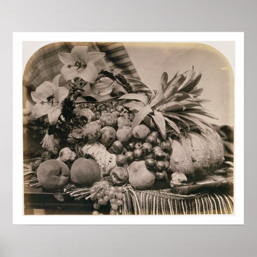 Stilleven met fruit, 1860 (foto sepia) poster (Voorkant)