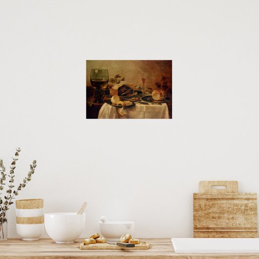 Stilleven met Fruit Pie, 1635 Poster (Keuken)