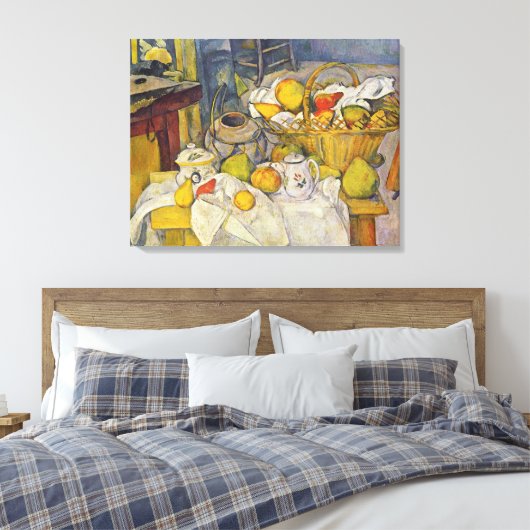Stilleven met fruitmand van Paul Cezanne Canvas Afdruk (Insitu (Slaapkamer))
