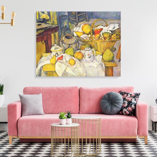 Stilleven met fruitmand van Paul Cezanne Canvas Afdruk (Insitu (Woonkamer))