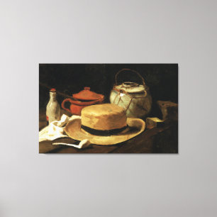 Stilleven met gele strohoed Gallery Wrapped Canvas Afdruk