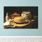 Stilleven met gele strohoed Gallery Wrapped Canvas Afdruk (Insitu (Houten vloer))