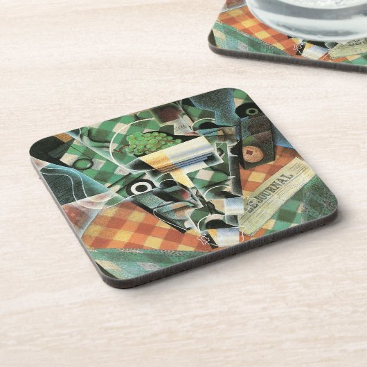 Stilleven met geruit tafelkleed van Juan Gris Bier Onderzetter (Linkerzijde)