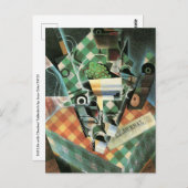 Stilleven met geruit tafelkleed van Juan Gris Briefkaart (Voorkant / Achterkant)