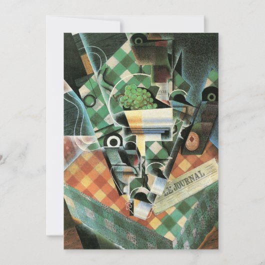 Stilleven met geruit tafelkleed van Juan Gris Kaart (Voorkant)