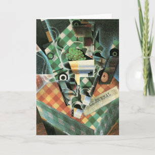 Stilleven met geruit tafelkleed van Juan Gris Kaart