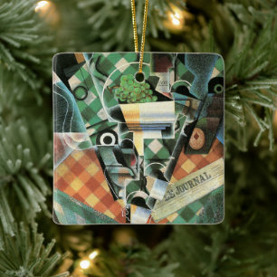 Stilleven met geruit tafelkleed van Juan Gris Keramisch Ornament