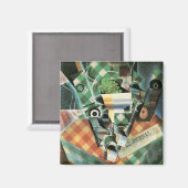 Stilleven met geruit tafelkleed van Juan Gris Magneet (Voorkant / Achterkant)