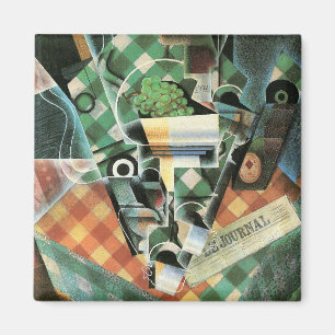 Stilleven met geruit tafelkleed van Juan Gris Magneet