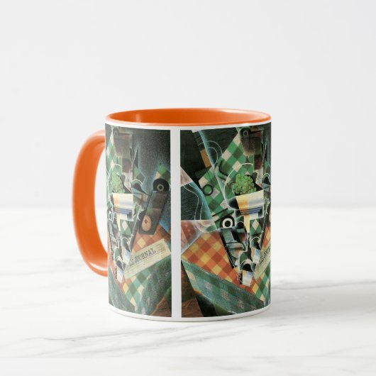 Stilleven met geruit tafelkleed van Juan Gris Mok (Voorkant links)