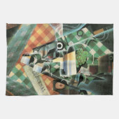Stilleven met geruit tafelkleed van Juan Gris Theedoek (Horizontaal)