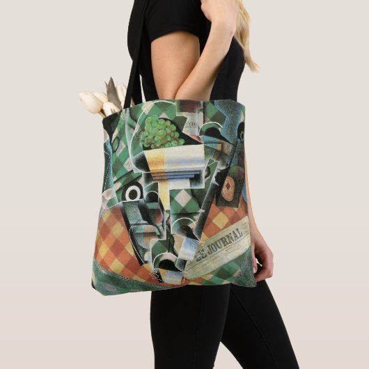 Stilleven met geruit tafelkleed van Juan Gris Tote Bag (Dichtbij)