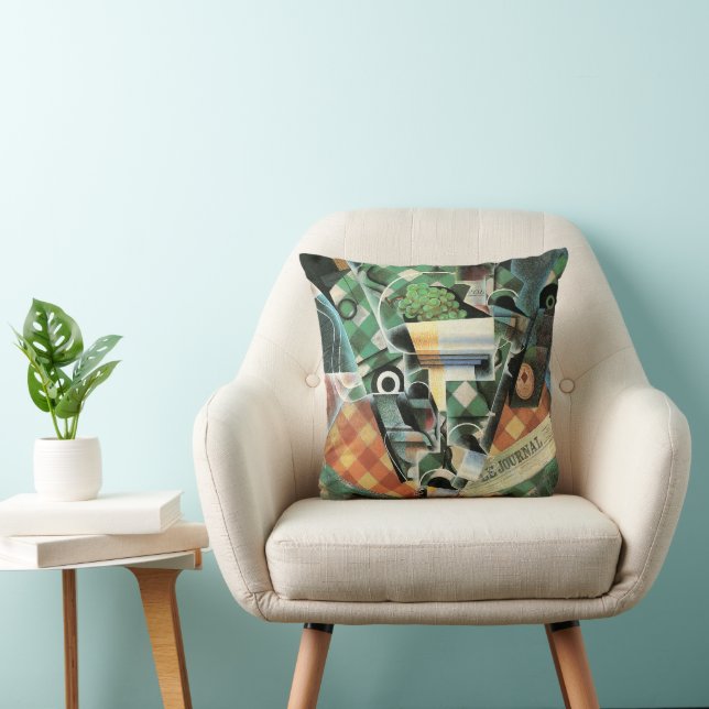 Stilleven met geruite tafelkleed van Juan Gris Kussen (Stoel)