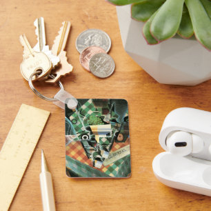 Stilleven met geruite tafelkleed van Juan Gris Sleutelhanger