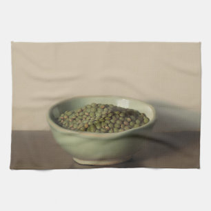 Stilleven met groene linzen theedoek