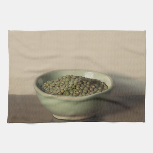 Stilleven met groene linzen theedoek (Horizontaal)
