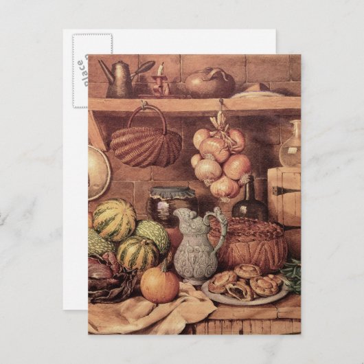 Stilleven met het Voedsel van Kerstmis Feestdagenkaart (Voorkant / Achterkant)