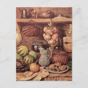 Stilleven met het Voedsel van Kerstmis Feestdagenkaart