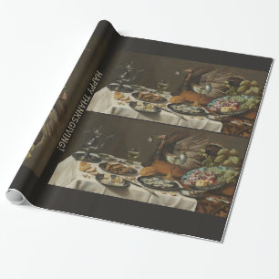 "Stilleven met kalkoenen" aangepast verpakkingspap Cadeaupapier