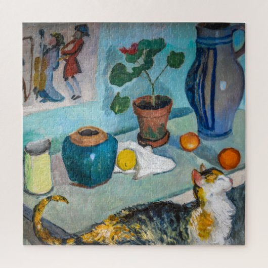 Stilleven met kat | Auguste Macke | Legpuzzel (Verticaal)