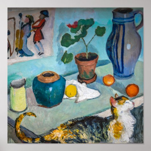 Stilleven met kat | Auguste Macke | Poster (Voorkant)