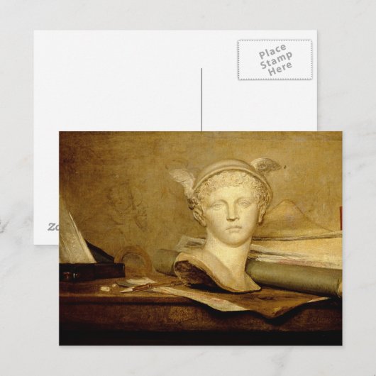 Stilleven met kenmerken van de kunsten, 1765-66 briefkaart (Voorkant / Achterkant)