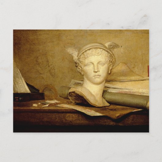 Stilleven met kenmerken van de kunsten, 1765-66 briefkaart (Voorkant)