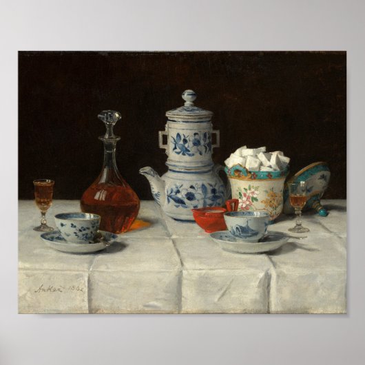 Stilleven met koffiezetten | Albert Anker Poster (Voorkant)