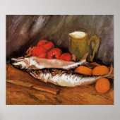 Stilleven met makrelen, citroenen, tomaten, poster (Voorkant)