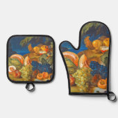 Stilleven met meloenen, druiven, perzik & kersen - ovenwant & pannenlap set (Voorkant)