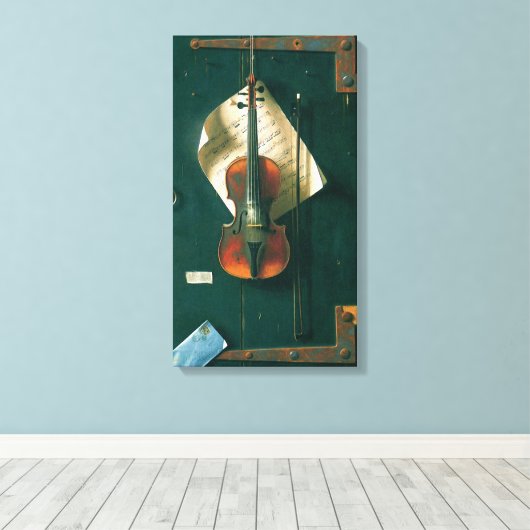 Stilleven met oude viool door William Michael Harn Canvas Afdruk (Insitu (Houten vloer))