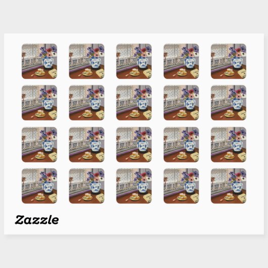 Stilleven met Pascals Pensees, Vierkante Sticker (Vel)