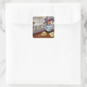 Stilleven met Pascals Pensees, Vierkante Sticker (Tas)