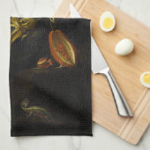  stilleven met passionbloemen op zwart  theedoek (Quarter Fold)