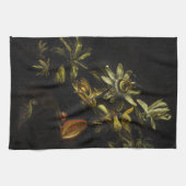  stilleven met passionbloemen op zwart  theedoek (Horizontaal)