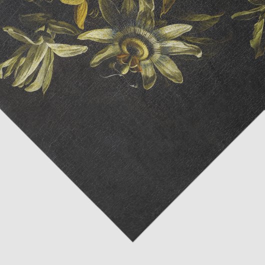  stilleven met passionbloemen op zwart tissuepapier (Detail)
