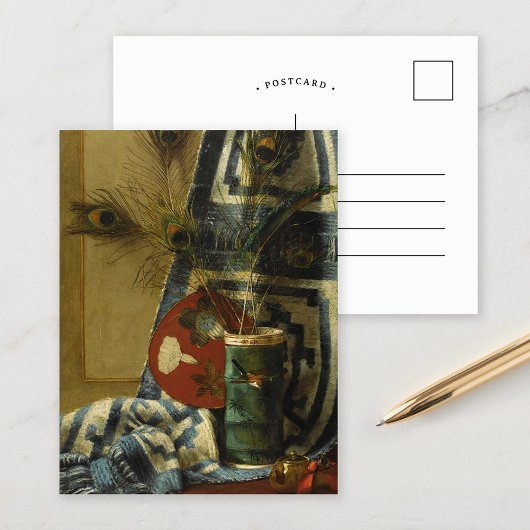 Stilleven met pauwenveren briefkaart