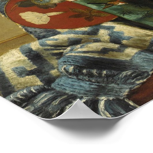 Stilleven met pauwenveren poster (Hoek)