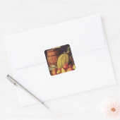 Stilleven met peren, meloen en vat vierkante sticker (Envelop)