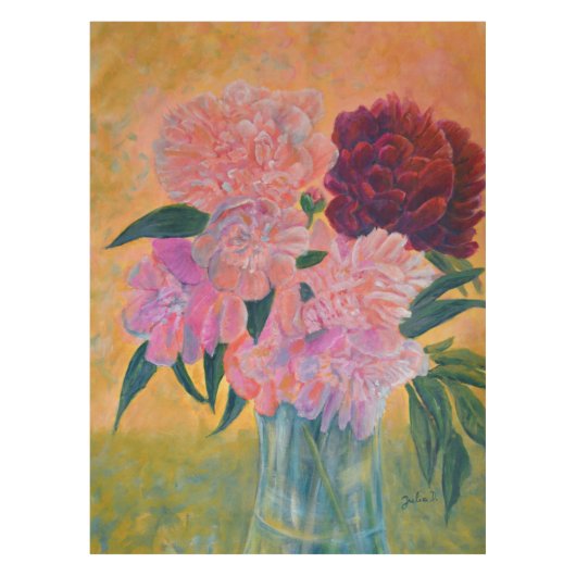Stilleven met Pioenrozen Schilderij Tafelkleed (Voorkant)