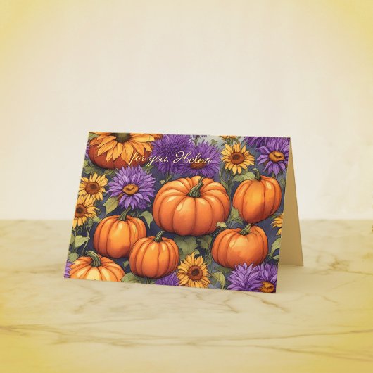 Stilleven met pompoen herfstverjaardag kaart