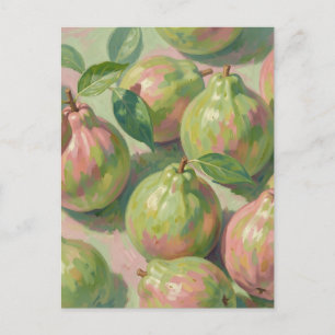 Stilleven met roze groene guave briefkaart