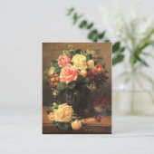 Stilleven met Rozen en frambozen, Briefkaart (Staand voorkant)