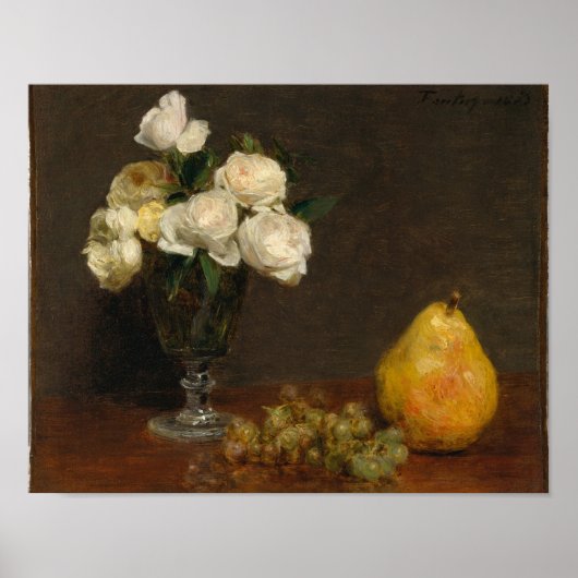 Stilleven met Rozen en vruchten Henri Fantin-Latou Poster (Voorkant)