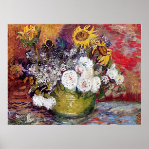 Stilleven met Rozen en zonnebloemen - Van Gogh Poster