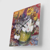 Stilleven met Rozen en zonnebloemen - Van Gogh Vierkante Klok (Hoek)