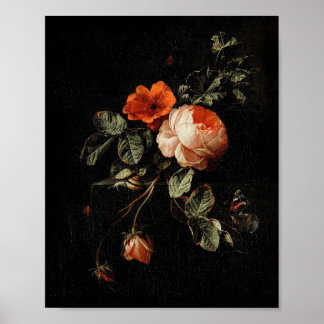 Stilleven met rozen van Elias van den Broeck Poster